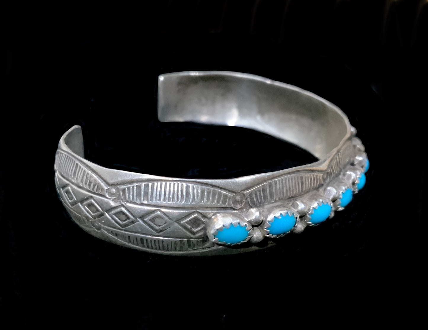 Wilbert Benally, Navajo Sterling Silver & Turquoise Cuff Bracelet