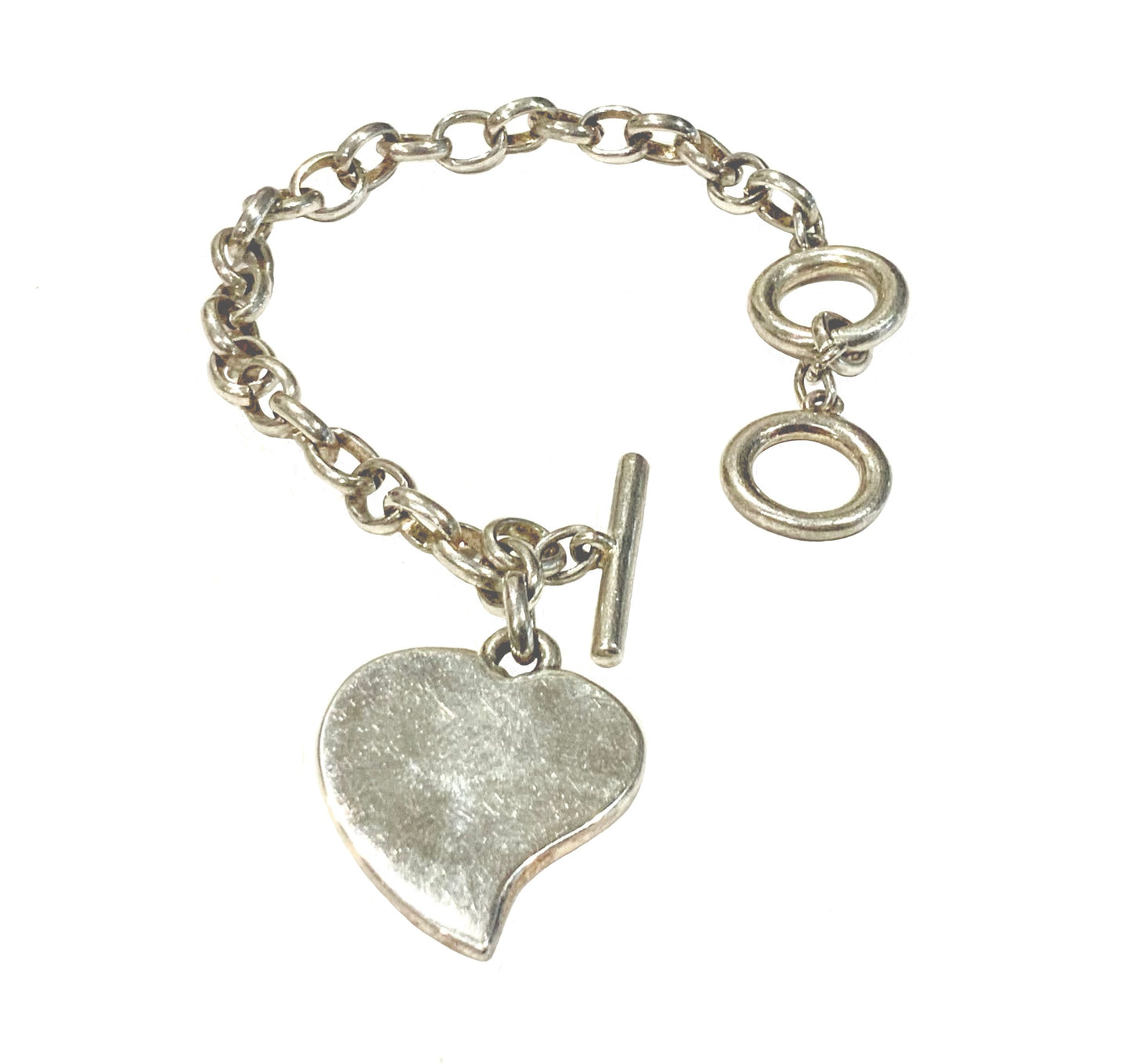 Vintage Silver Plated Heart Toggle Bracelet 17cm / 20cm