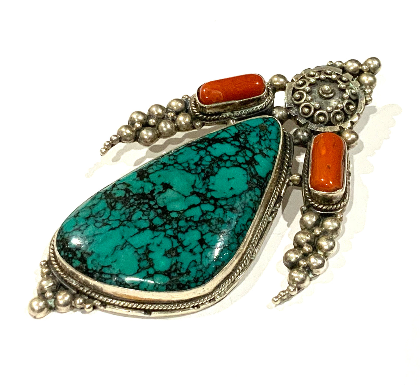 Native American Corn Maiden Turquoise & Sterling Silver Pendant Necklace