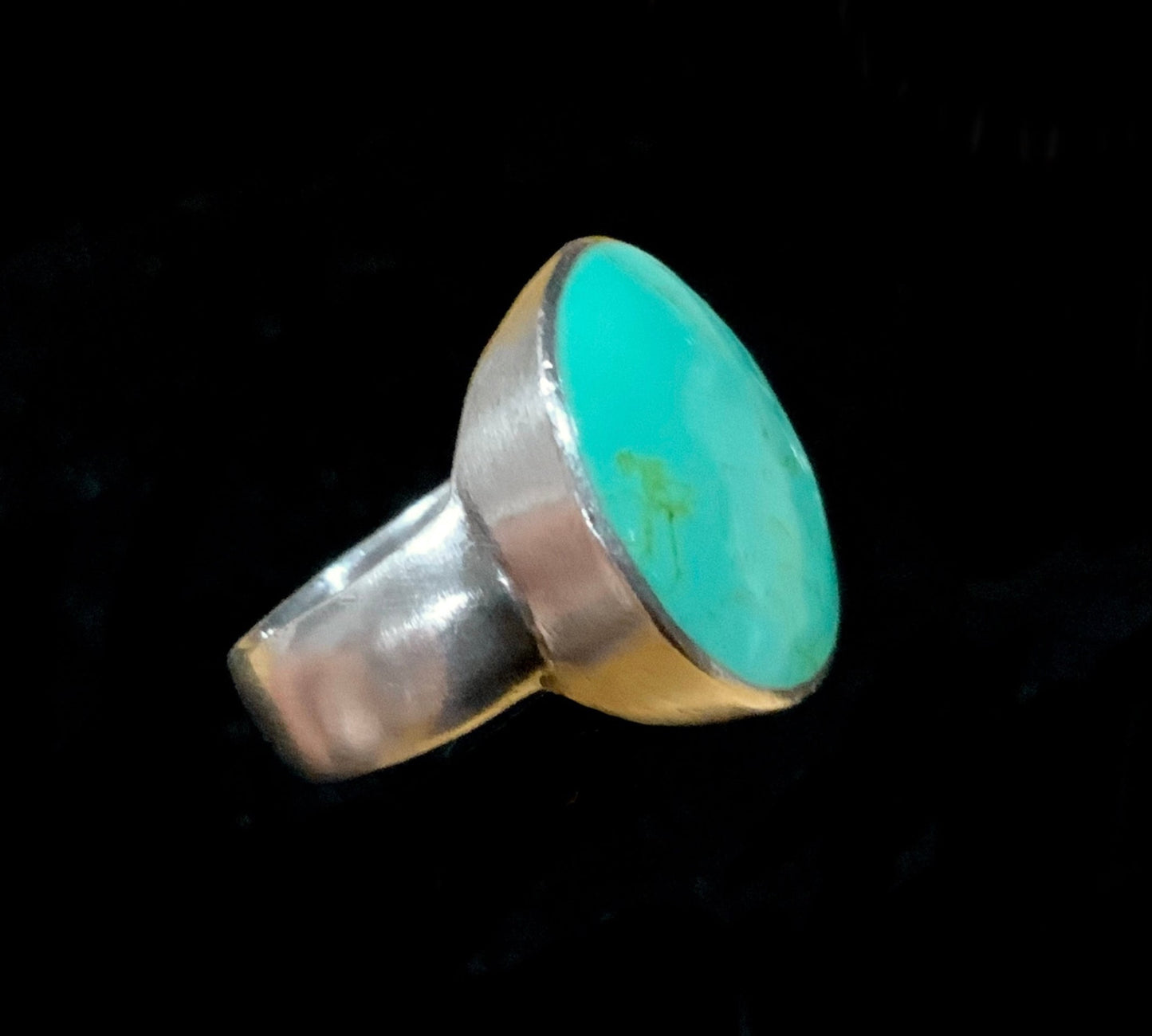 925 Sterling Silver & Turquoise Statement Ring Mexico Size 6 L 1/2