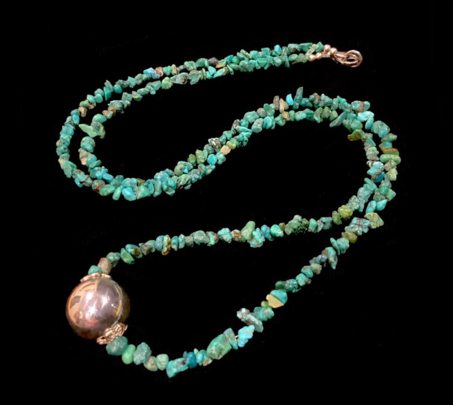 Long Sterling Silver 925 & Turquoise Tumble Stone Necklace
