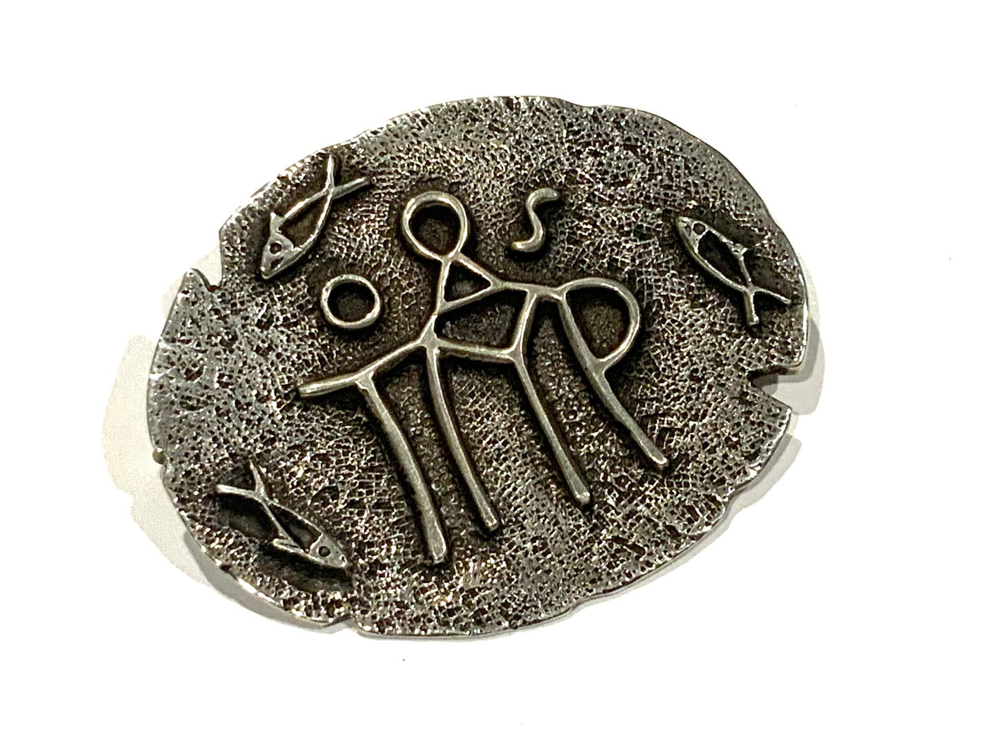Greek Byzantine Monogram Necklace Pendant / Brooch Silver 800 E51
