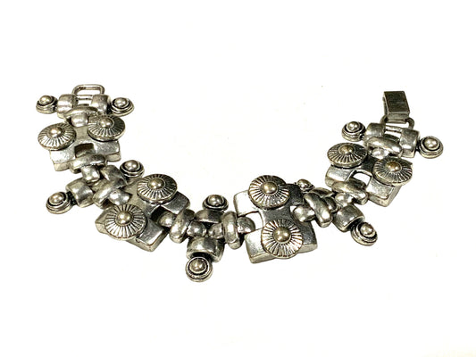 Modernist Heavy Silver Metal Bracelet 80gr 18cm