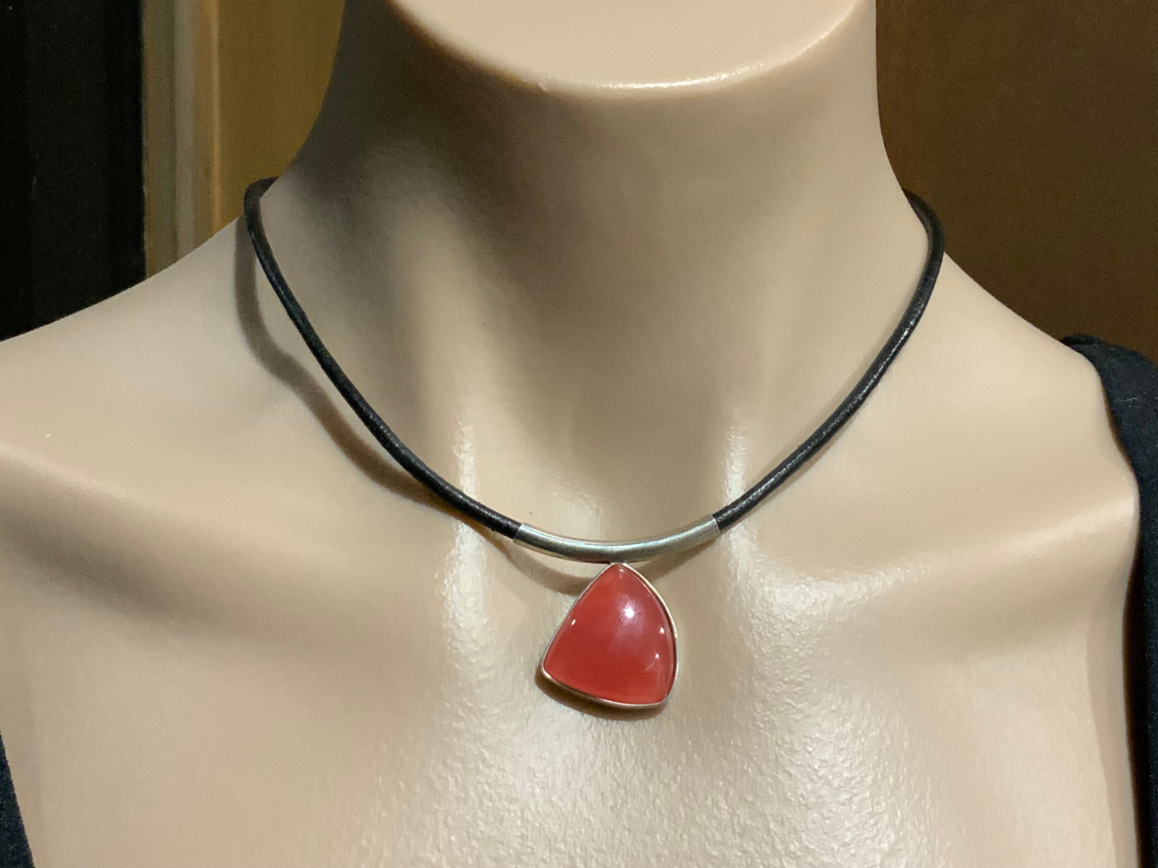 Vintage carnelian sold modernist necklace