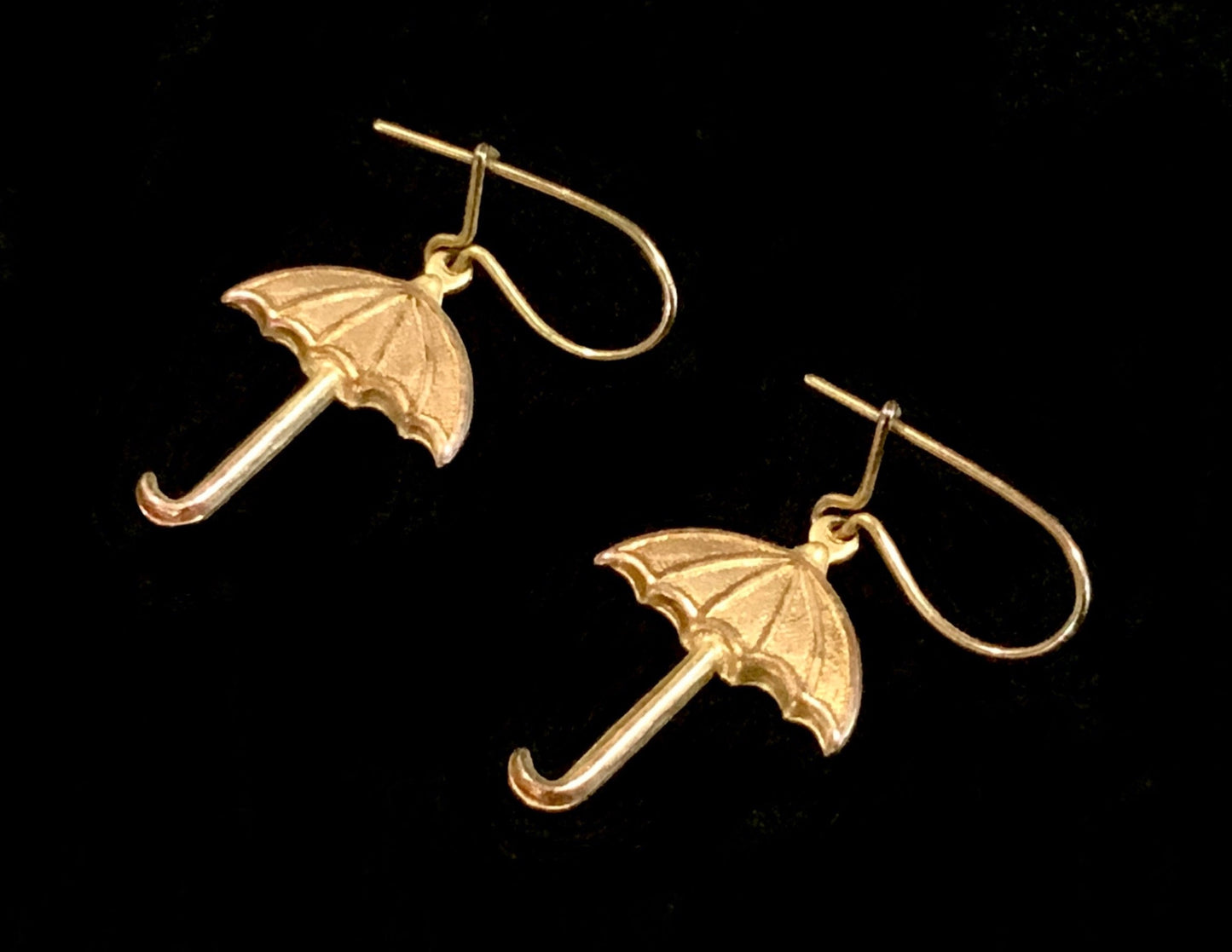Whimsical Gold Umbrella Earrings