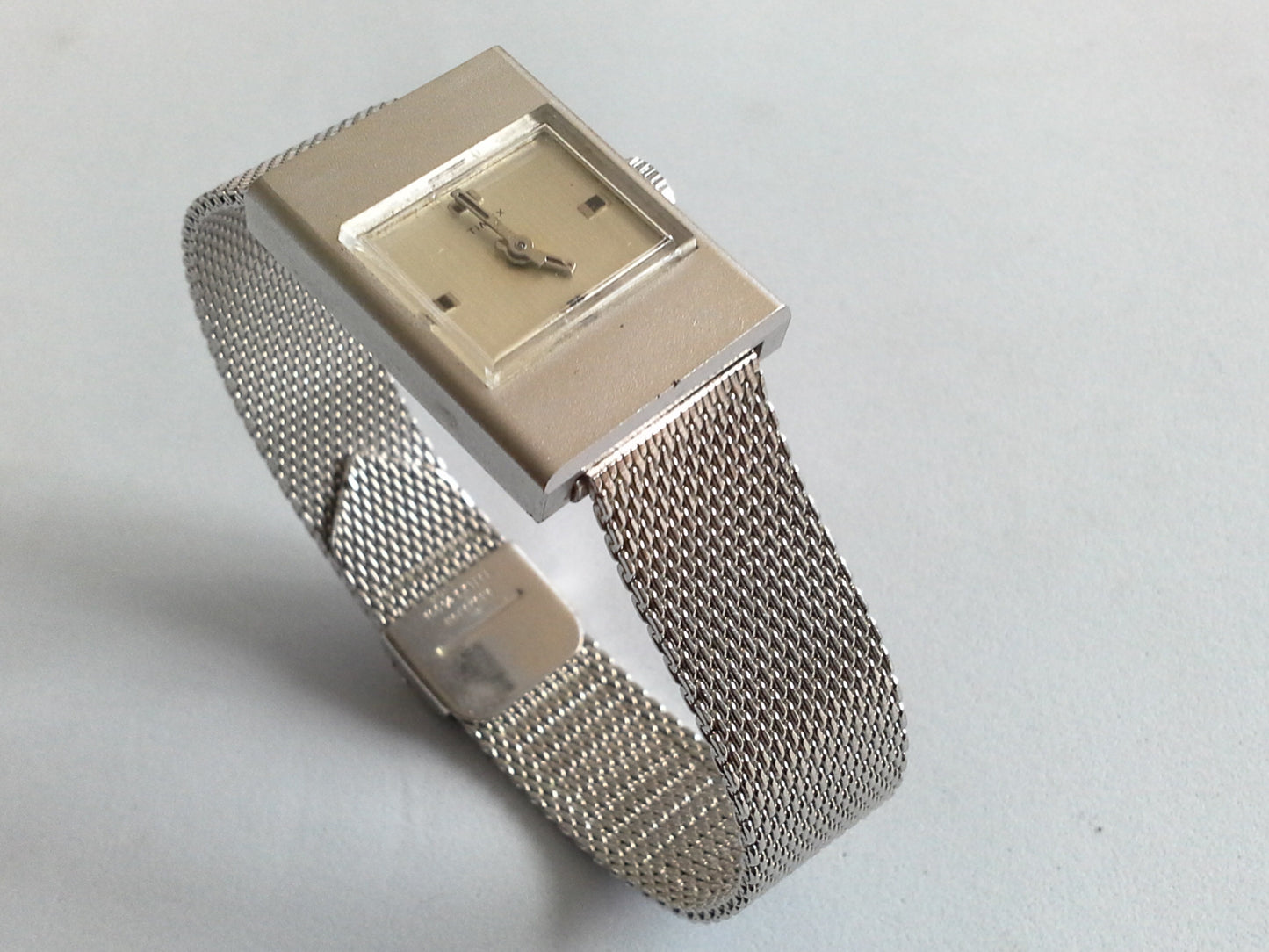 Vintage Mod Timex Silver Stainless Steel Watch Mid Century