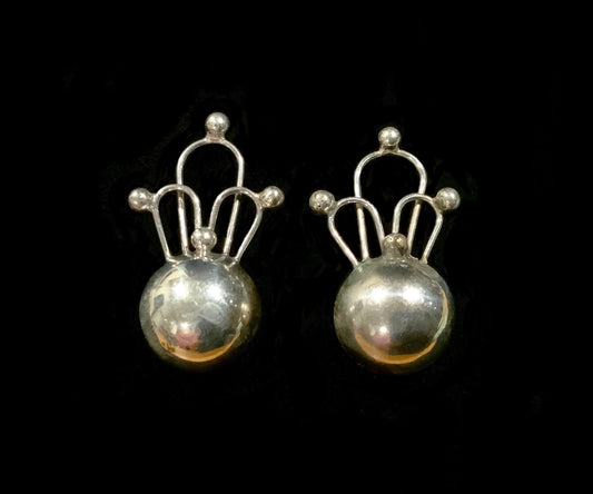 Sucesores De William Spratling Sterling Silver Ball Earrings Mexico TS-24 WS