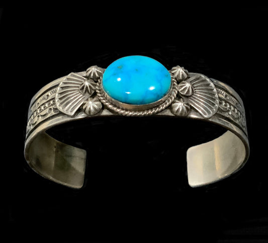 Guy HOSKIE Turquoise & Sterling Silver 925 Cuff Bracelet Armband Navajo Tribal