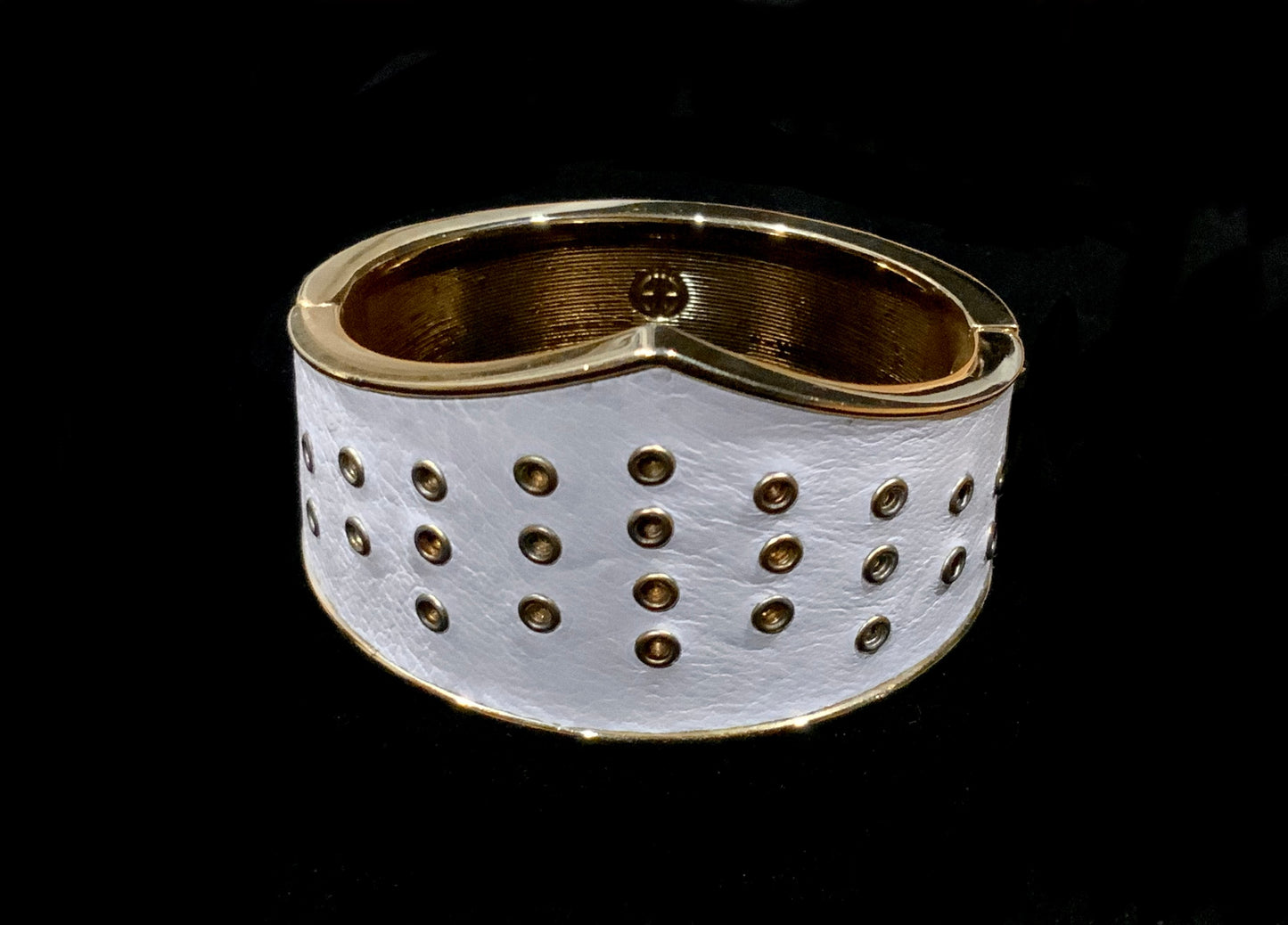 House of Harlow 1960 Gold & White Leather Bangle Bracelet
