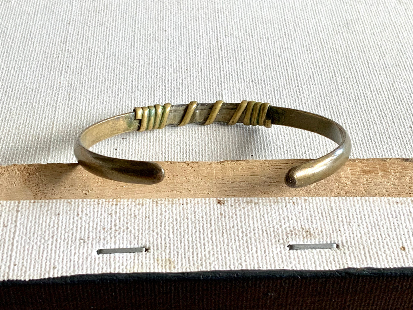 Brass & Silver Cuff Bracelet Mens Armband Vintage Tribal Native