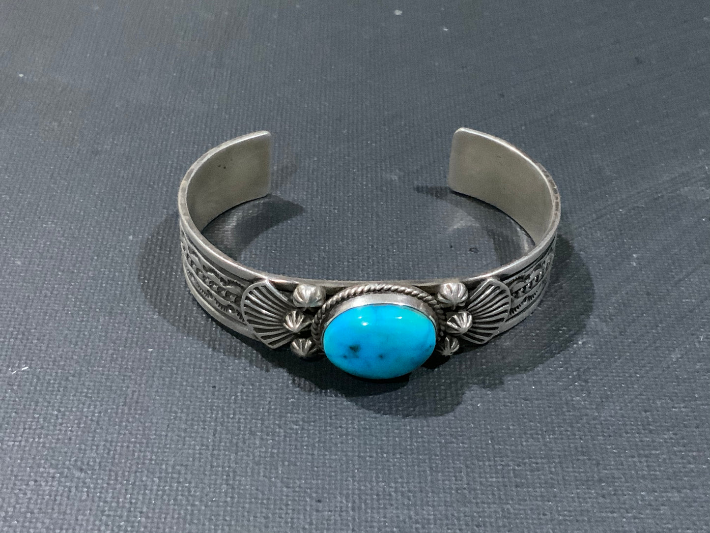 Guy HOSKIE Turquoise & Sterling Silver 925 Cuff Bracelet Armband Navajo Tribal