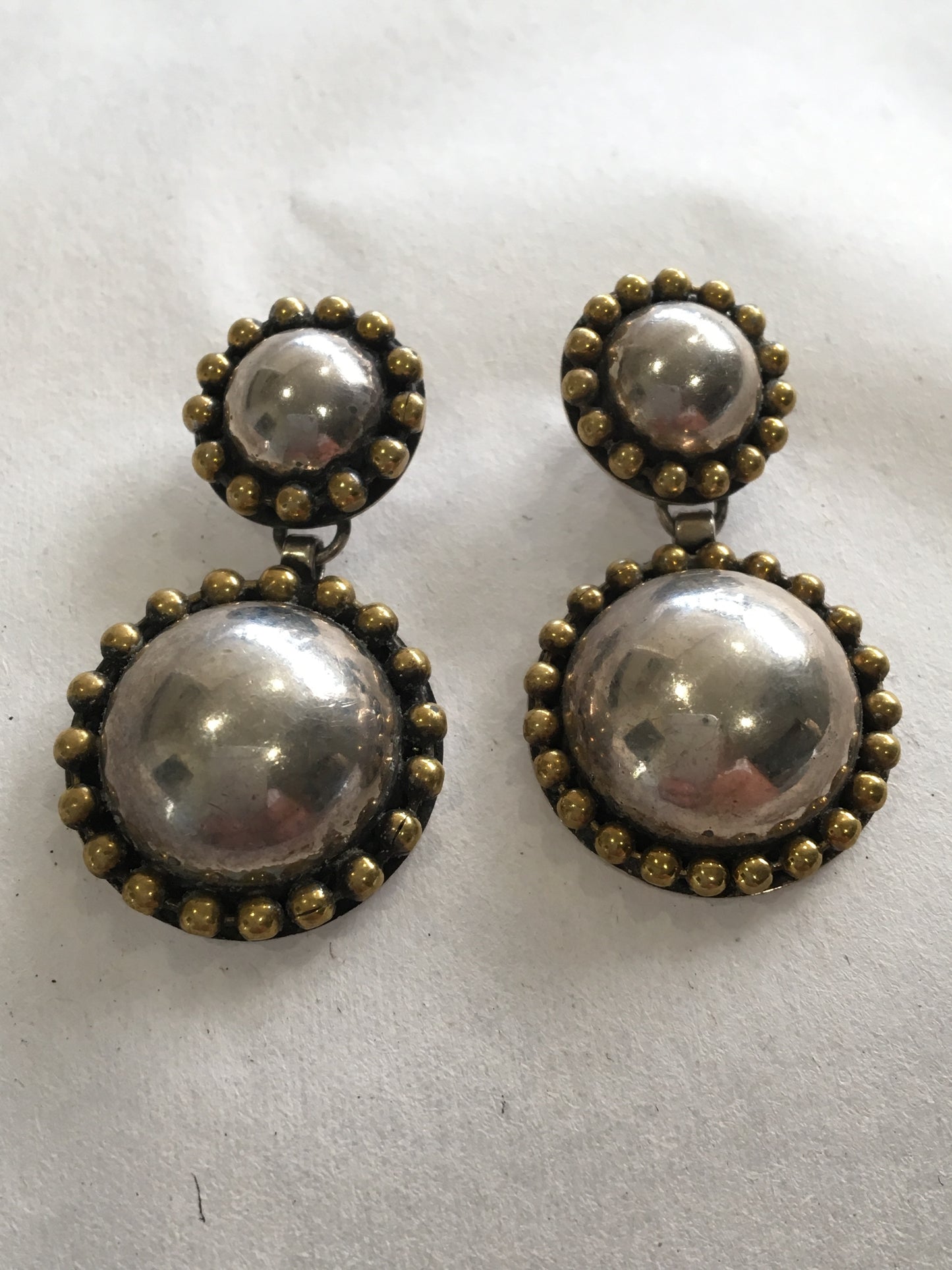 SOLD TAXCO MEXICO ROUND MOON DANGLE EARRINGS STERLING SILVER 925